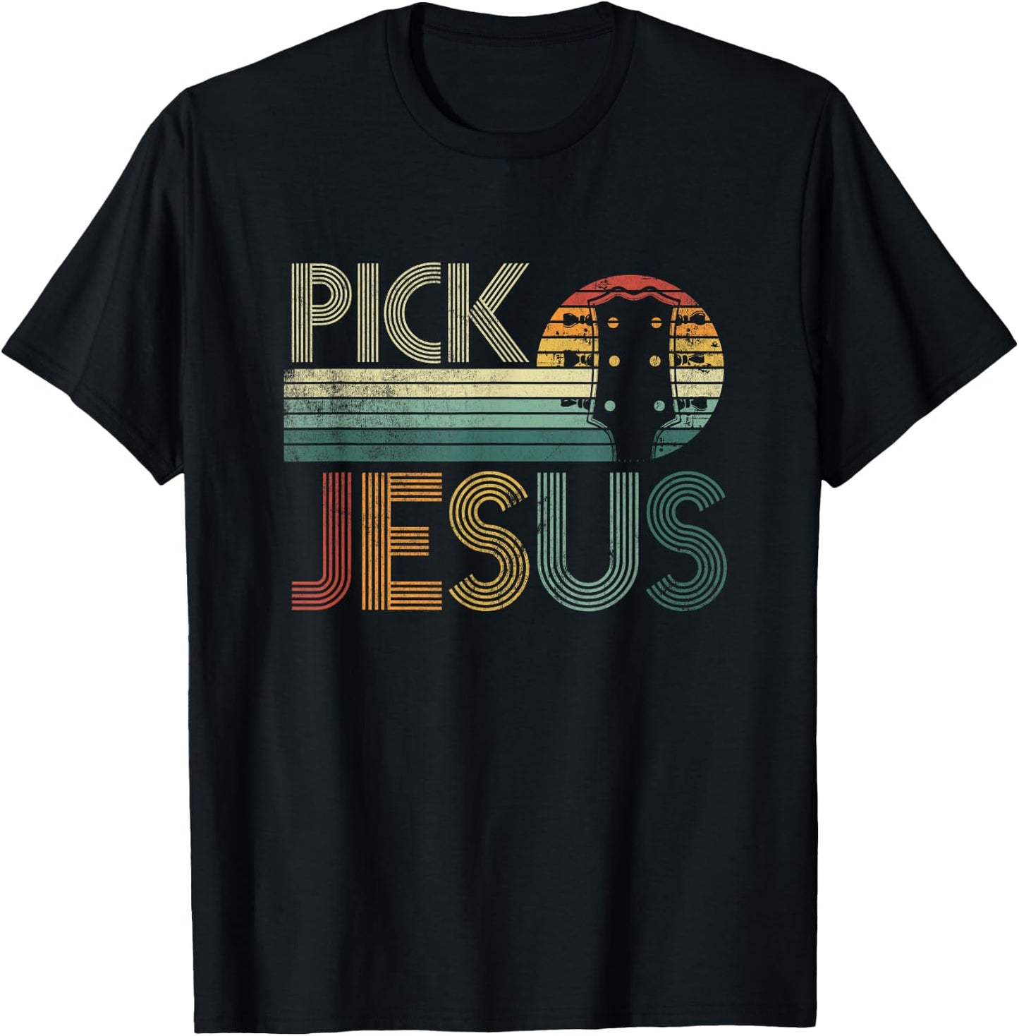 Pick Jesus Religious Musician Idea Guitar Worship T-Shirt - T-Shirt | Black