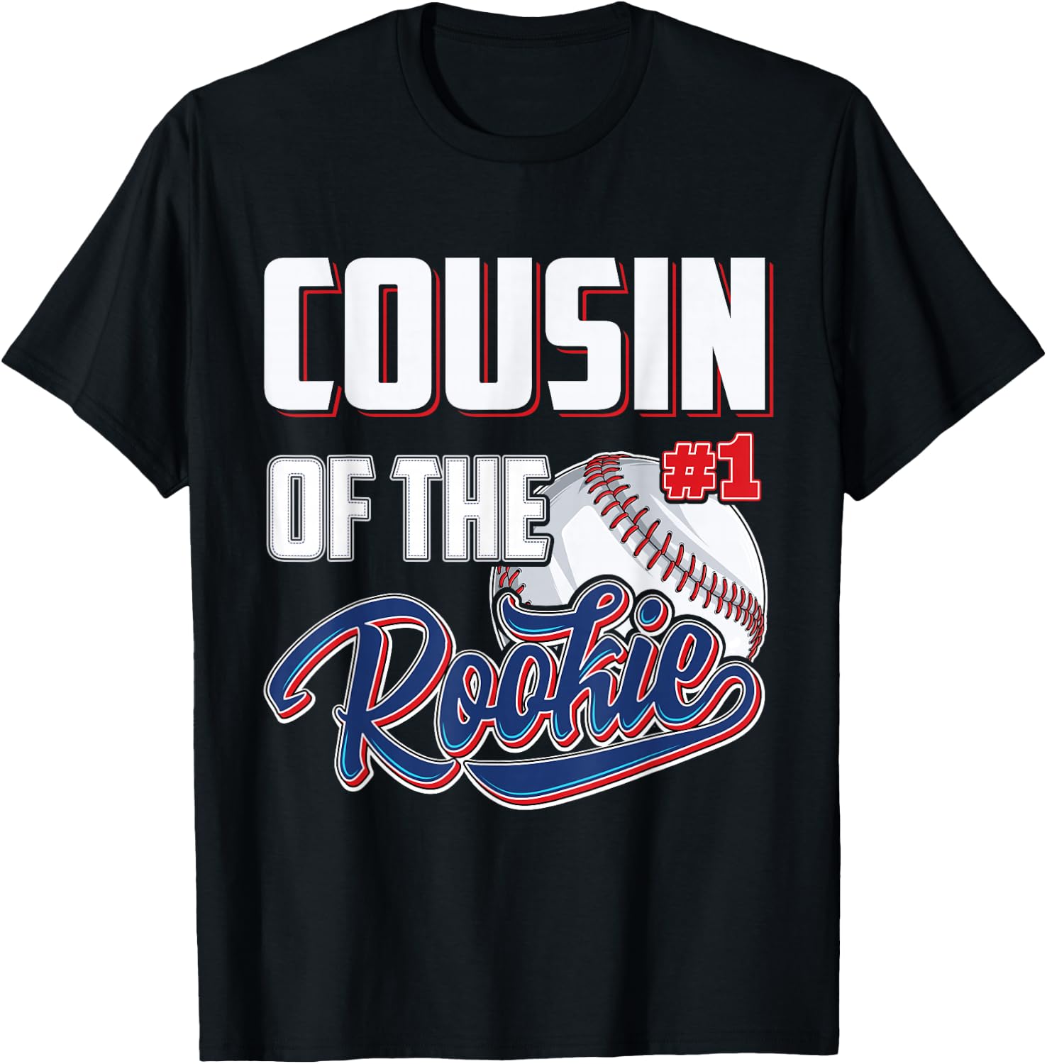 Cousin of Rookie 1 Years old Team 1st Birthday Baseball T-Shirt - T-Shirt | Black