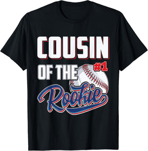 Cousin of Rookie 1 Years old Team 1st Birthday Baseball T-Shirt - T-Shirt | Black
