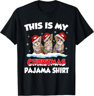 This Is My Christmas Pajama Shirt Cat Lover Funny Christmas T-Shirt - T-Shirt | Black