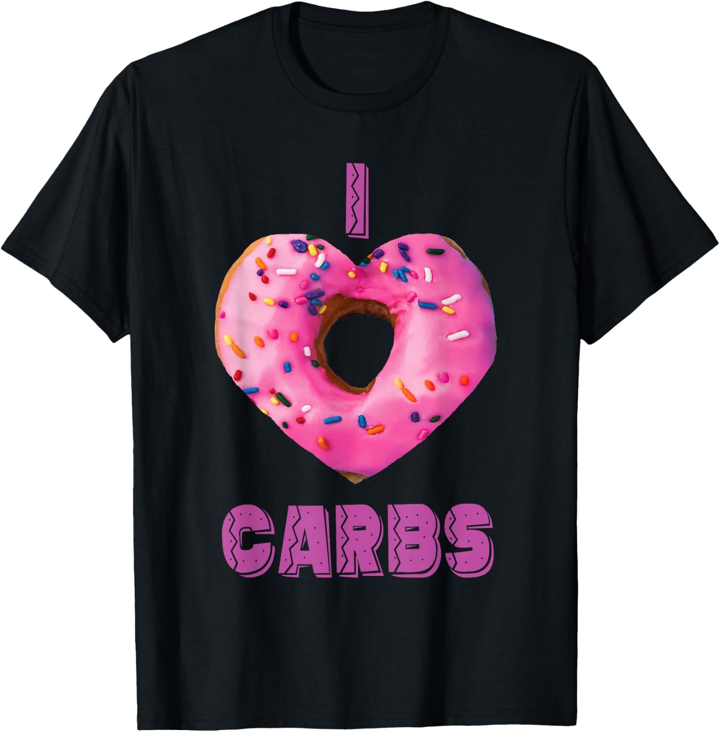 I Love Carbs Pink T-Shirt - T-Shirt | Black