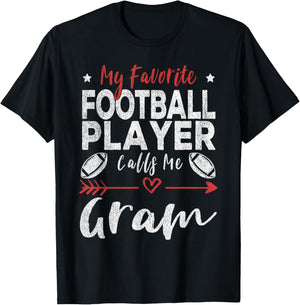 My Favorite Football Player Calls Me Gram Football Grandma T-Shirt - T-Shirt | Black