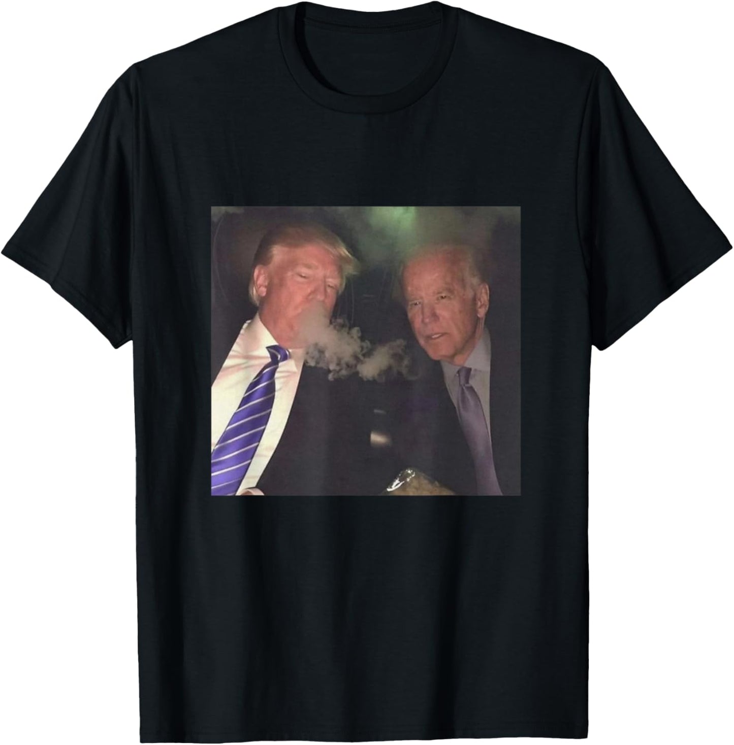 Funny Trump and Biden Smoking T-Shirt - T-Shirt | Black