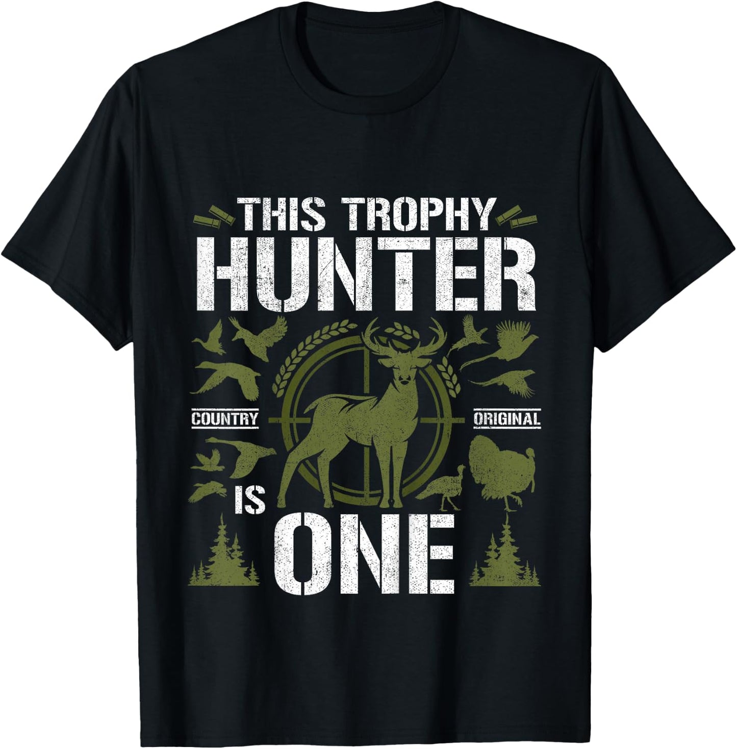 1 Year Old Hunting Birthday Party Duck Deer Hunter 1st Gift T-Shirt - T-Shirt | Black
