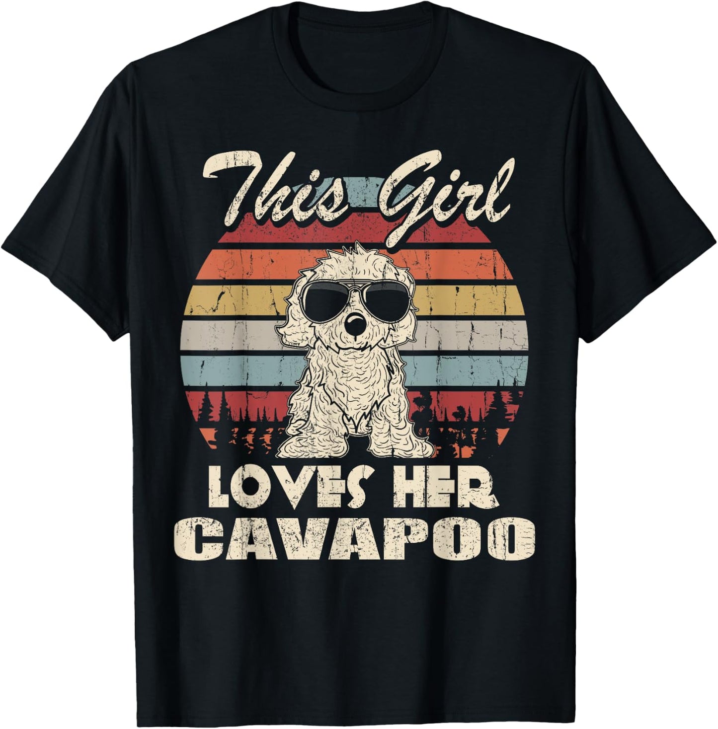 Cavapoo Girl Cool Vintage Retro for Dog Mom T-Shirt - T-Shirt | Black