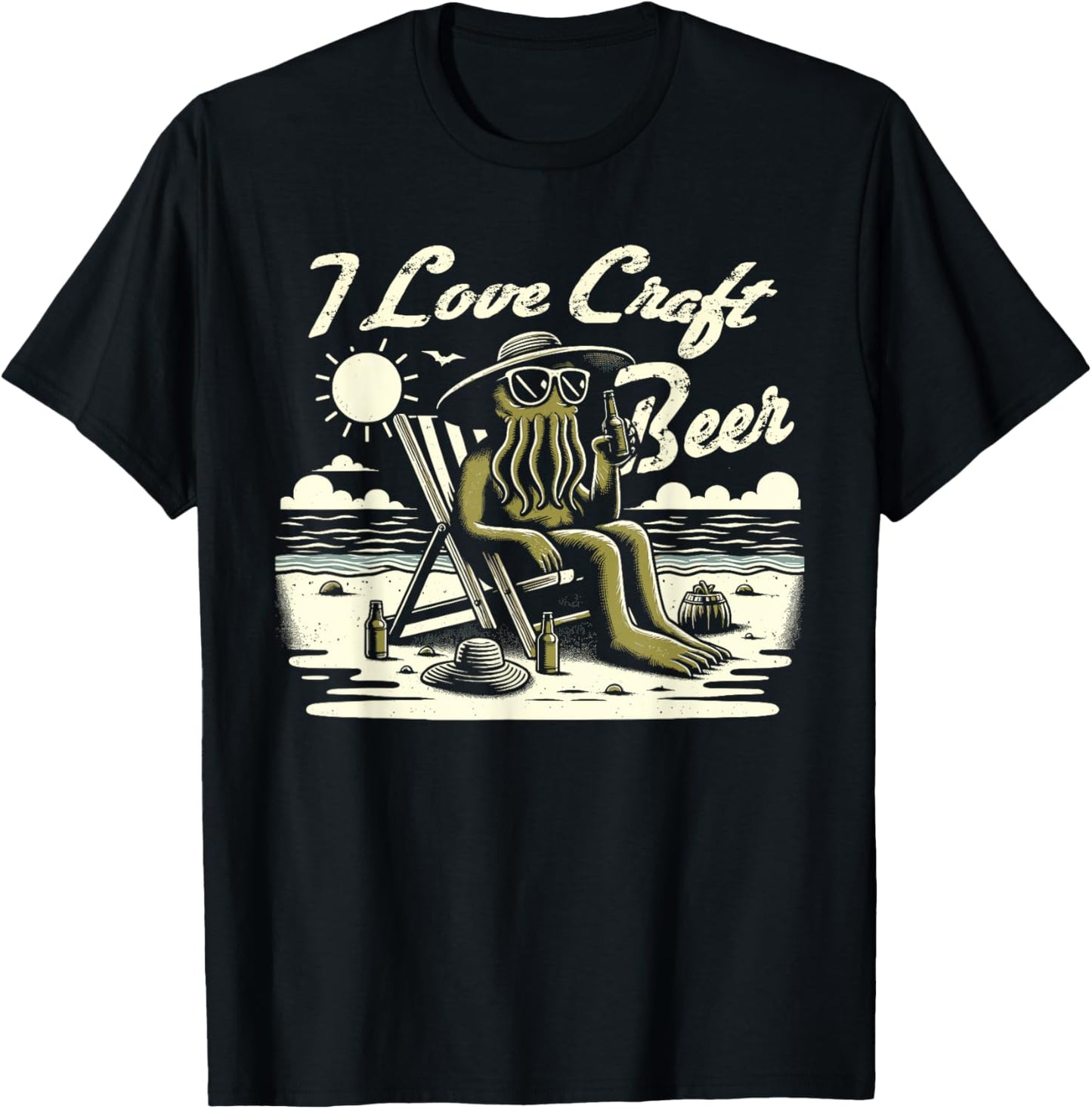 Cthulhu I Love Craft Beer, Cosmic Horror Home Brew T-Shirt - T-Shirt | Black