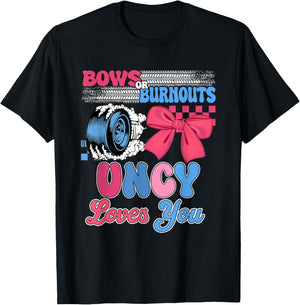 Burnouts or Bows Uncy Loves You Gender Reveal Party T-Shirt - T-Shirt | Black