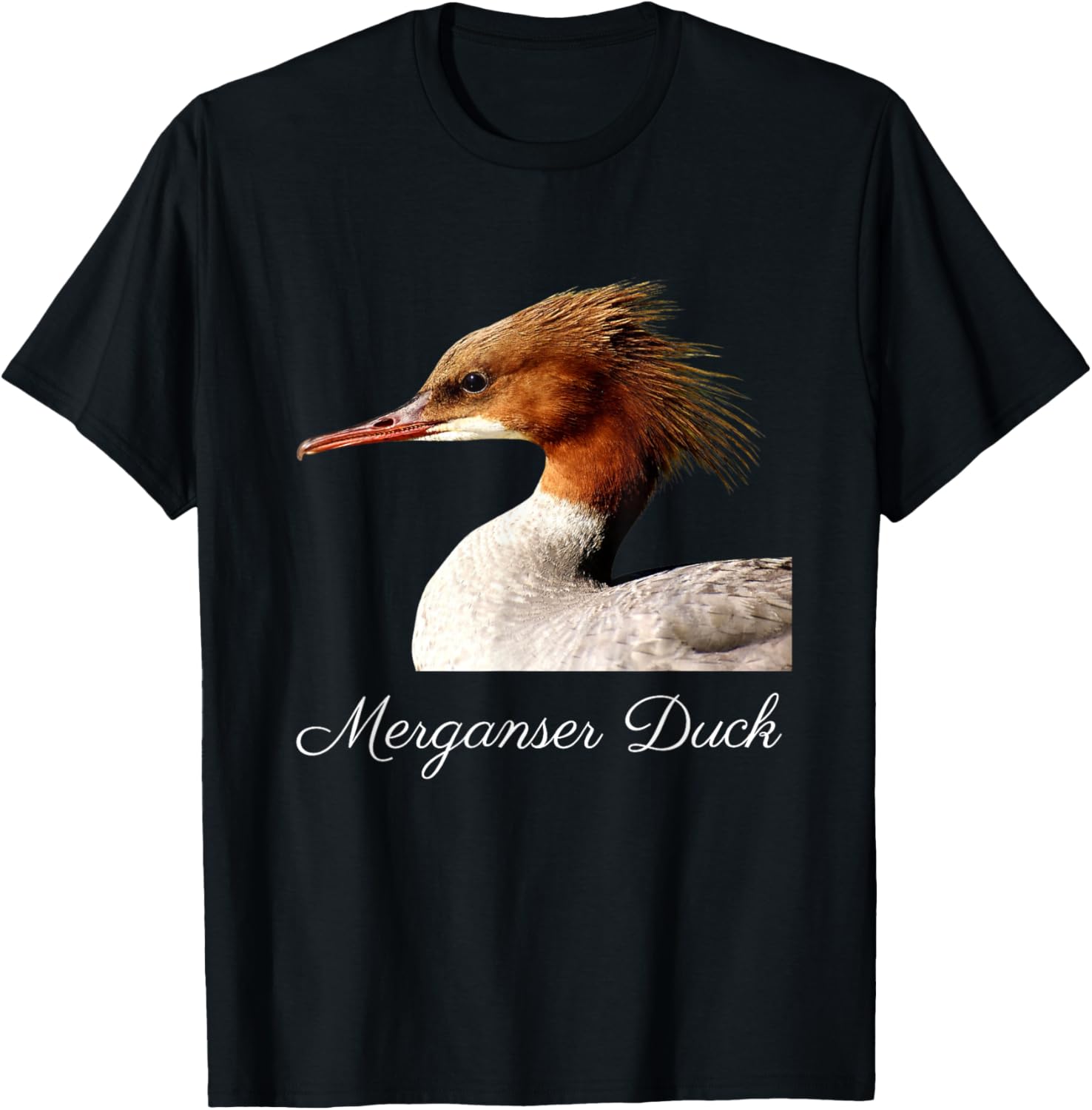 Merganser Duck Shirt Duck Bird Ornithology T-Shirt - T-Shirt | Black