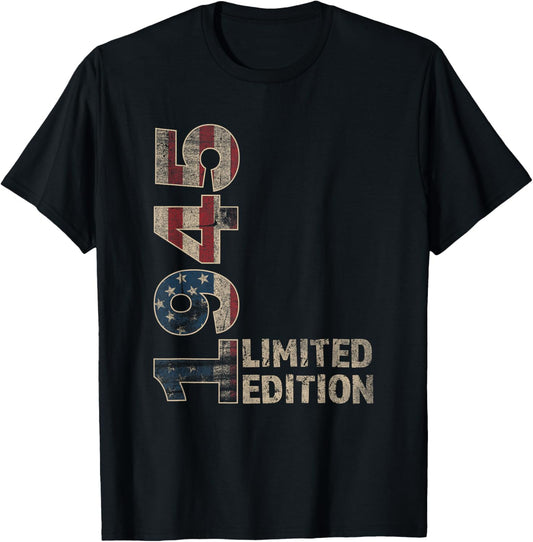 80th Birthday Gift Men Vintage Born 1945 Turning 80 Year Old T-Shirt - T-Shirt | Black