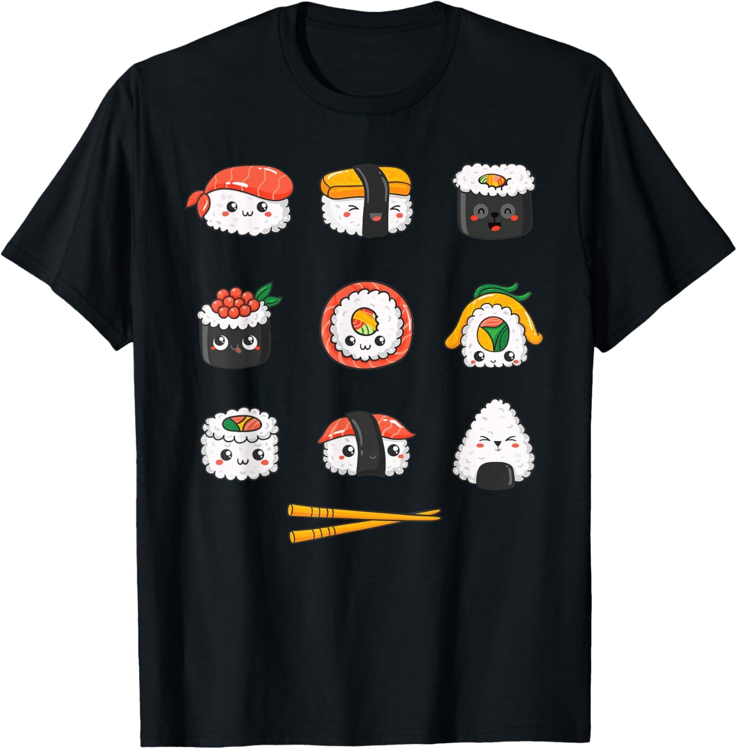 Assorted Sushi Rice Japanese Food Kawaii Otaku T-Shirt - T-Shirt | Black