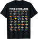 Types of Tetra Fish - Tetras Aquarium Fish Species Lover T-Shirt - T-Shirt | Black