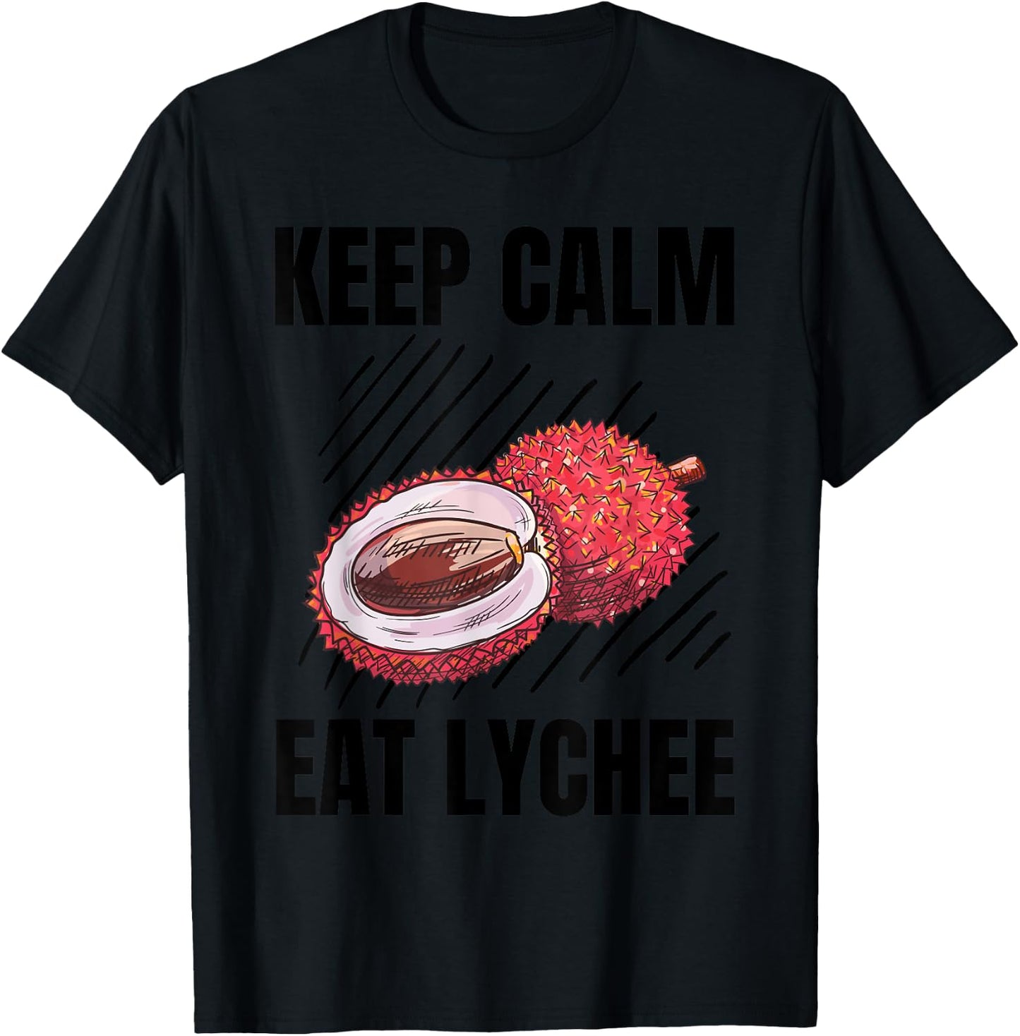 Keep Calm Eat Lychee Vintage Grunge Lychee Lover T-Shirt - T-Shirt | Black