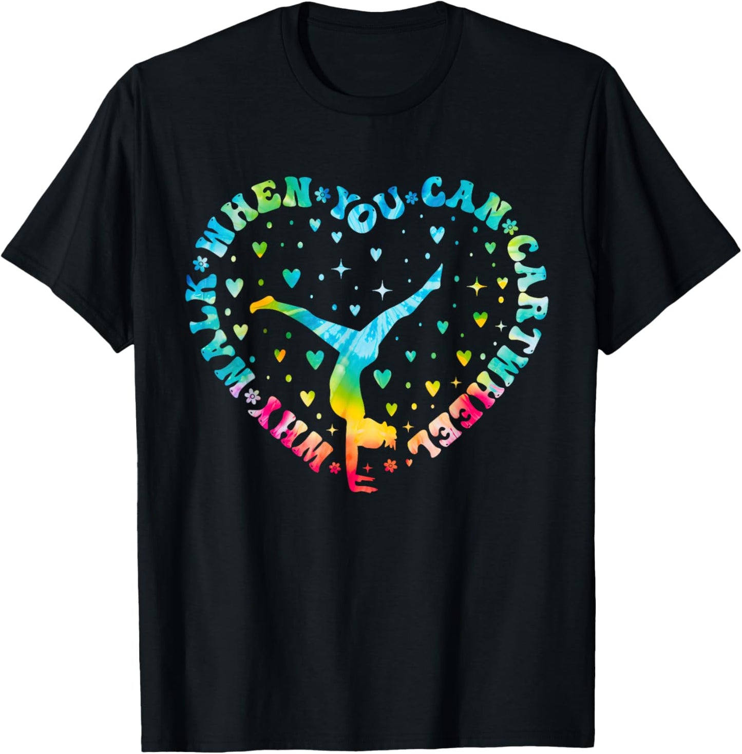 Tie-dye Heart Cartwheel Gymnastics Cheerleader Gymnast Girl T-Shirt - T-Shirt | Black