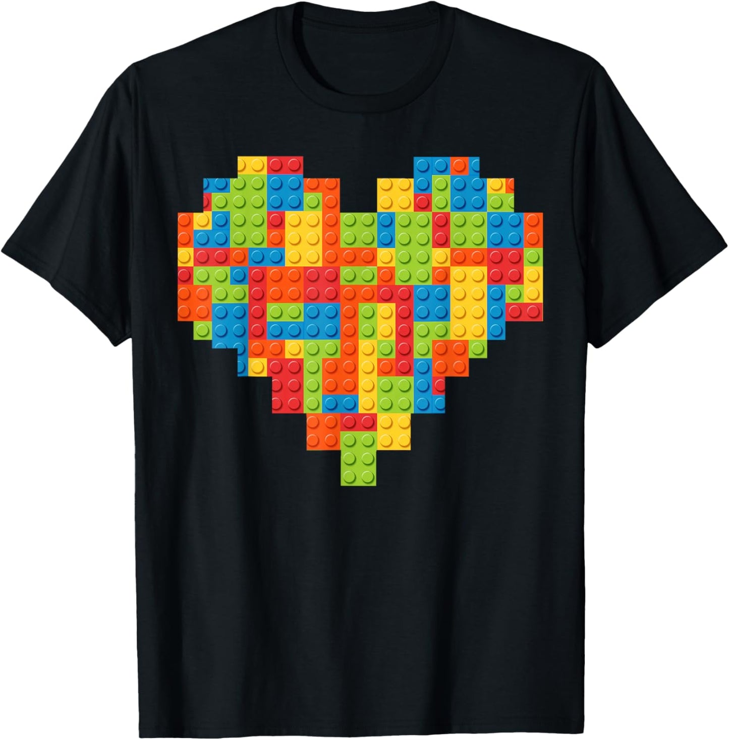 Brick Builder Heart Valentines Block Building Master Builder T-Shirt - T-Shirt | Black