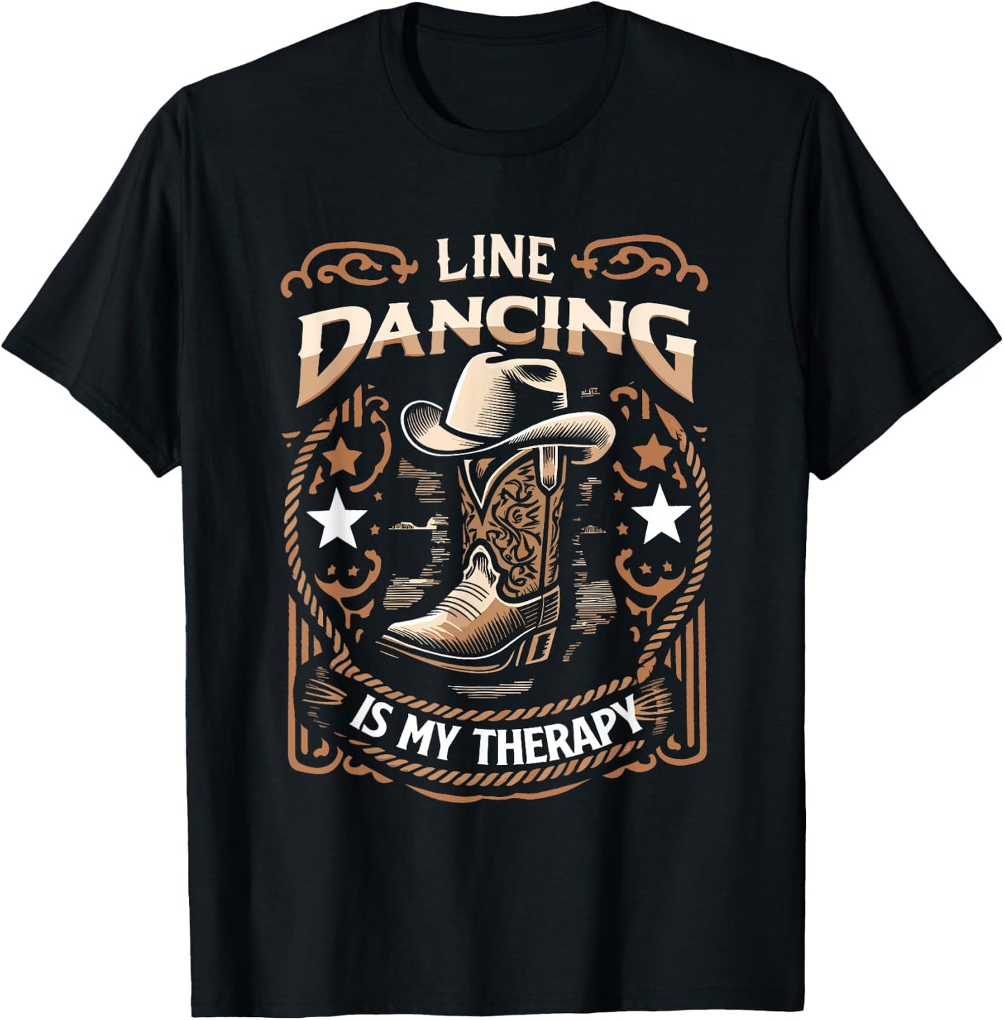 Line Dancing Is My Therapy Country Music Line Dancers T-Shirt - T-Shirt | Black