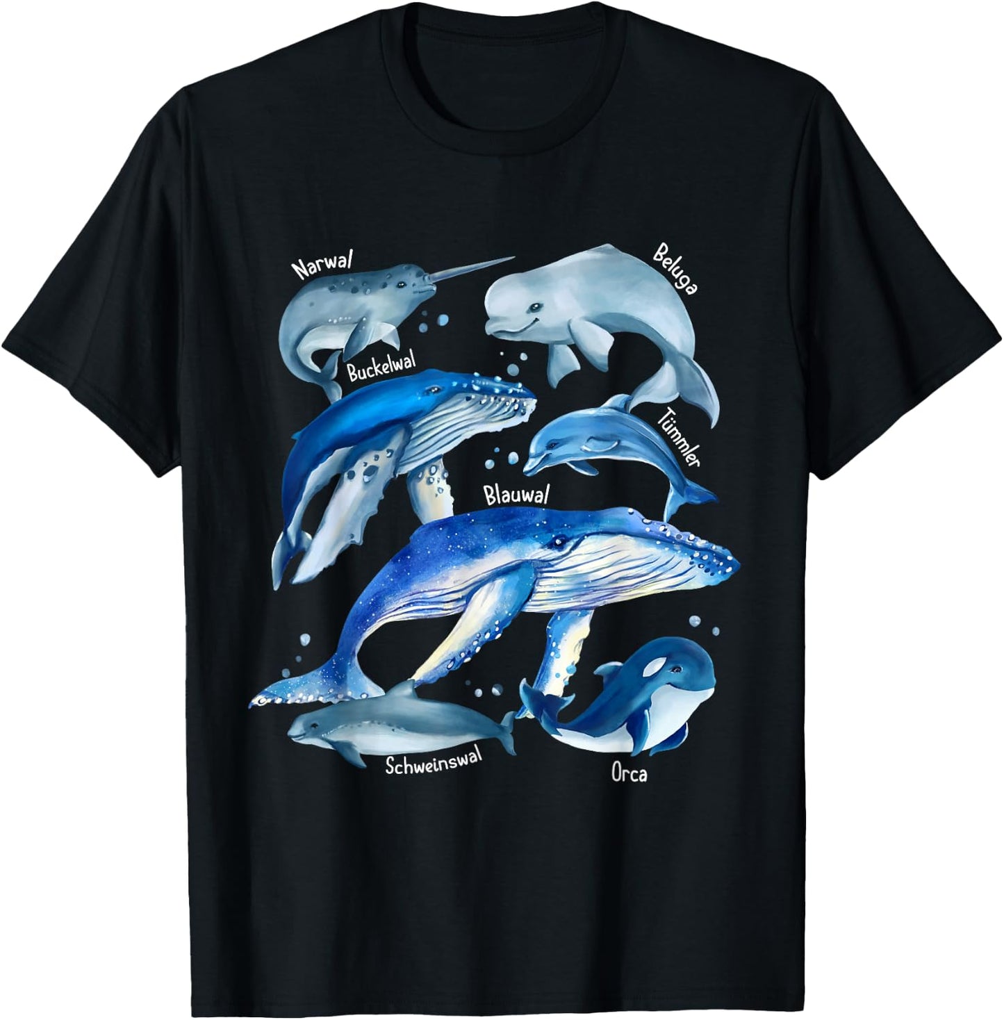 Types Of Whales - Whale Breeds - Whale Species Biology Guide T-Shirt - T-Shirt | Black