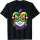 Mardi Gras Cat Jester Mask Party Festival T-Shirt - T-Shirt | Black