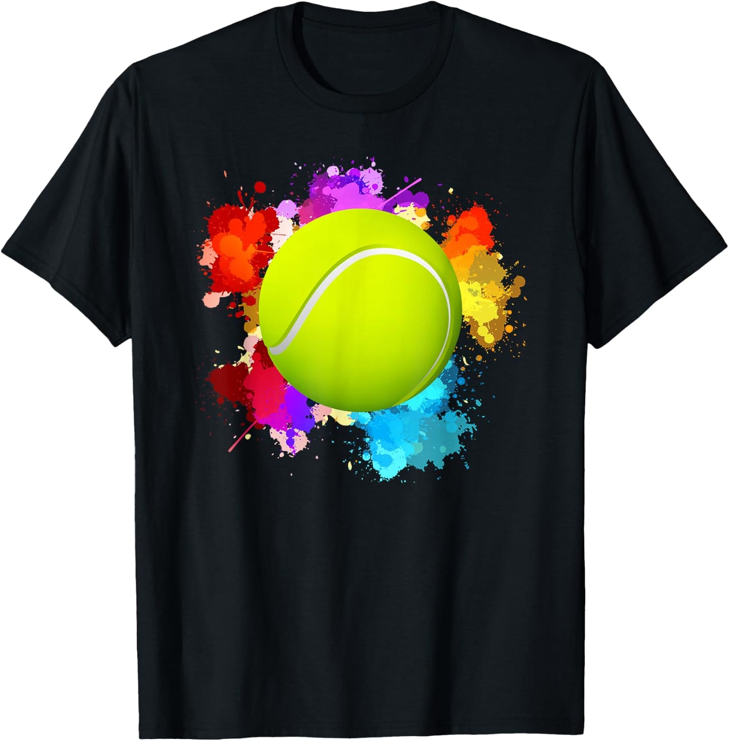 Tennis Balls Racket Sport Watercolor Art Teenager Gifts Fun T-Shirt - T-Shirt | Black