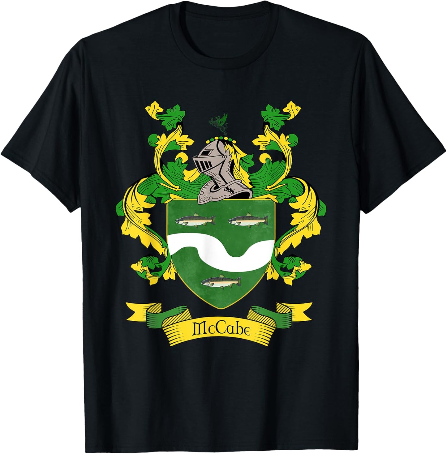 McCabe Coat of Arms | McCabe Surname Family Crest T-Shirt - T-Shirt | Black