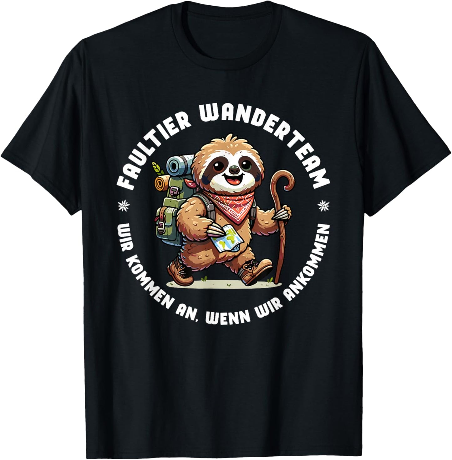 Faultier Wanderteam Bergsteiger Trekking Outdoor Wanderer T-Shirt - T-Shirt | Black