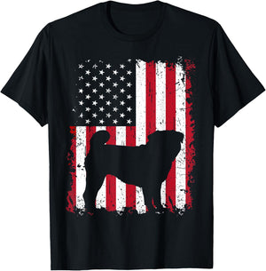 Pug 4th of July Patriotic American USA Flag Gift Men T-Shirt - T-Shirt | Black