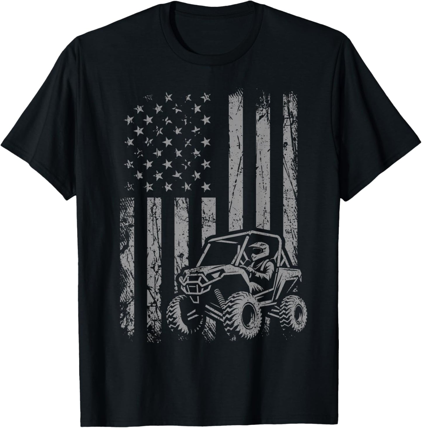 American Flag UTV Side by Side SXS Off Road T-Shirt - T-Shirt | Black