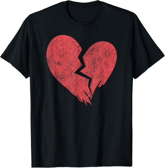 Broken heart grunge pink loveheart heartbroken heartbreak T-Shirt - T-Shirt | Black