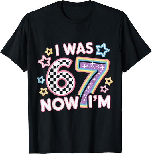 7 Year Old Birthday Retro 6 Now I'm 7 67 Funny for Kids T-Shirt - T-Shirt | Black