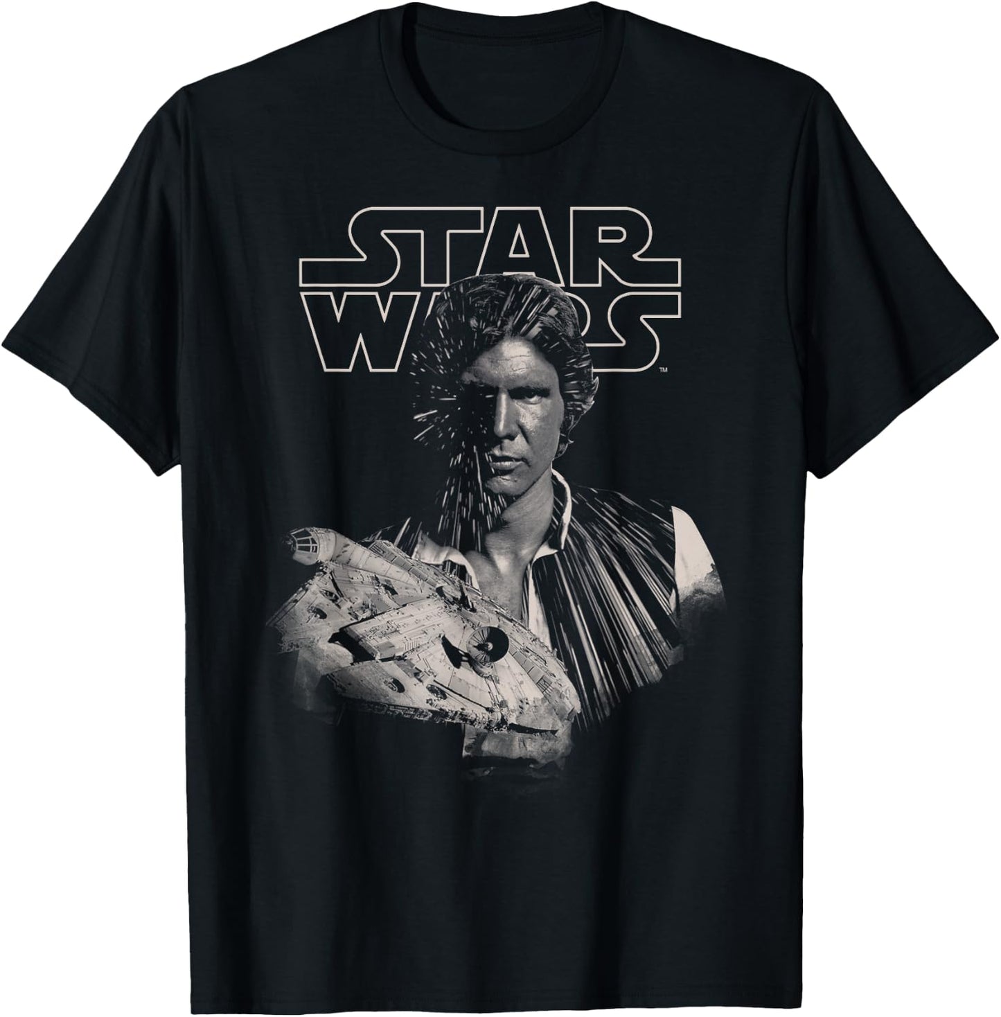 Star Wars Han Solo Millennium Falcon Portrait T-Shirt - T-Shirt | Black