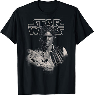 Star Wars Han Solo Millennium Falcon Portrait T-Shirt - T-Shirt | Black