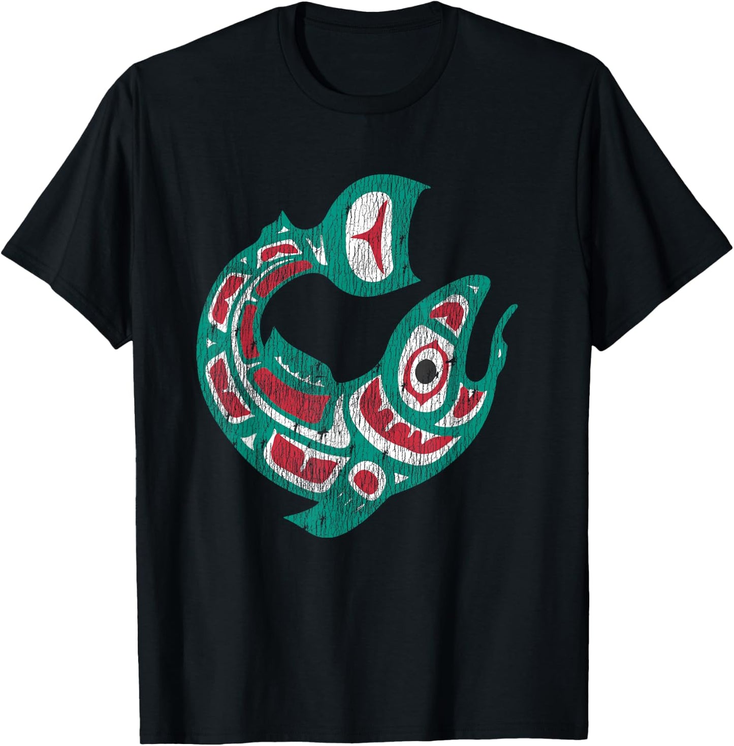 Native American Indian Salmon Fish Totem Pacific Northwest T-Shirt - T-Shirt | Black