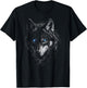 Mystic Wolf with Blue Eyes Animal Art Graphic Wolves T-Shirt - T-Shirt | Black