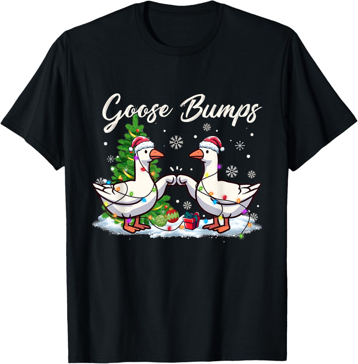 Christmas Goose Bumps Christmas Goose Geese let it snow Xmas T-Shirt - T-Shirt | Black