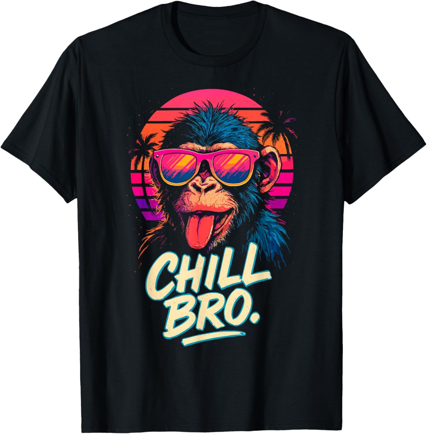 Chill Bro Cooler AFFE mit Sonnenbrille Lustiger Spruch Gamer T-Shirt - T-Shirt | Black