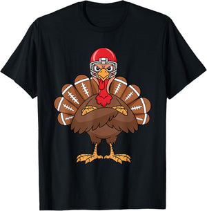 Thanksgiving Football Cool Football Turkey Kids Boys T-Shirt - T-Shirt | Black