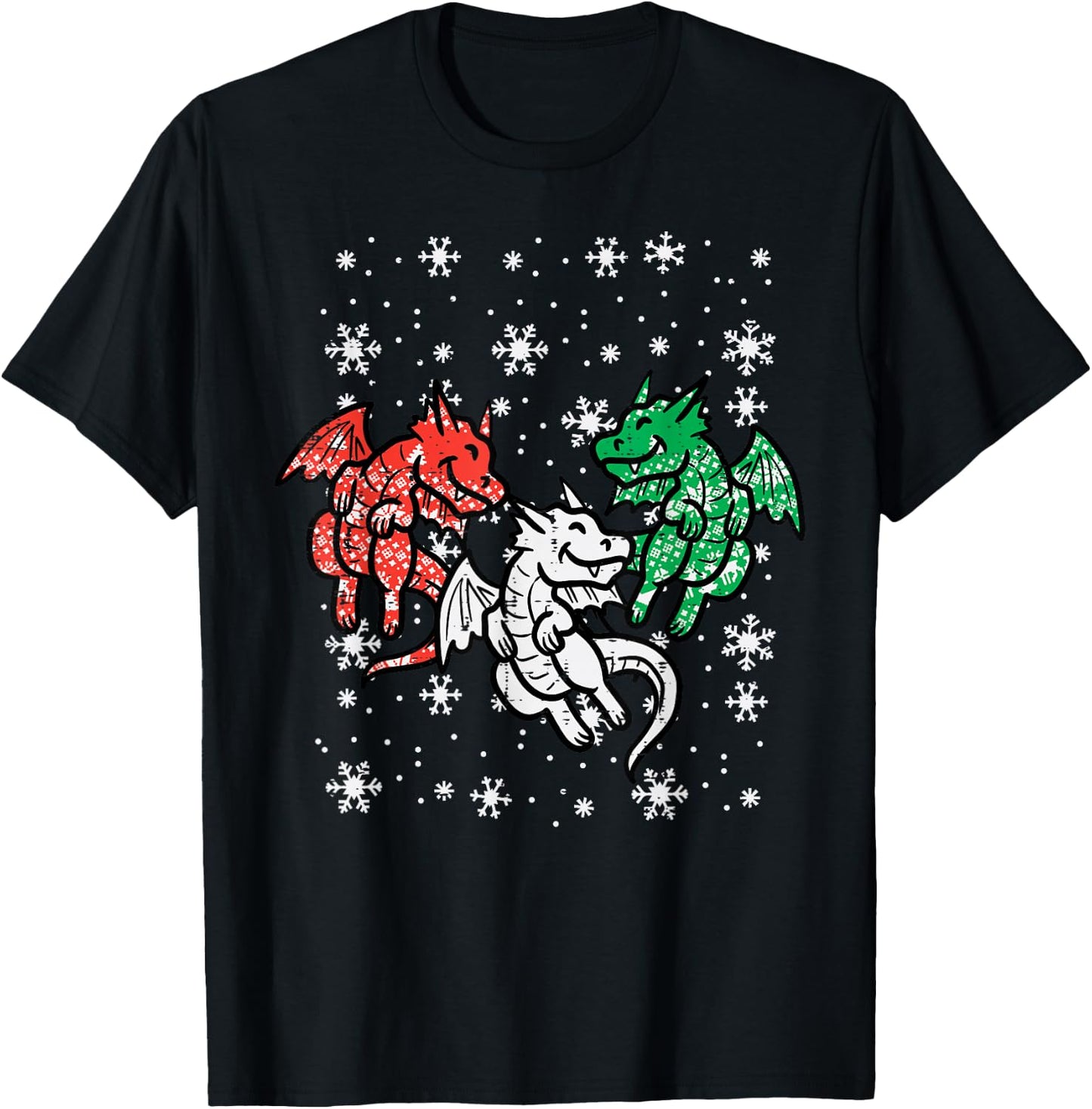 Christmas Dragons Funny Mythical Animal Men Women Kids T-Shirt - T-Shirt | Black