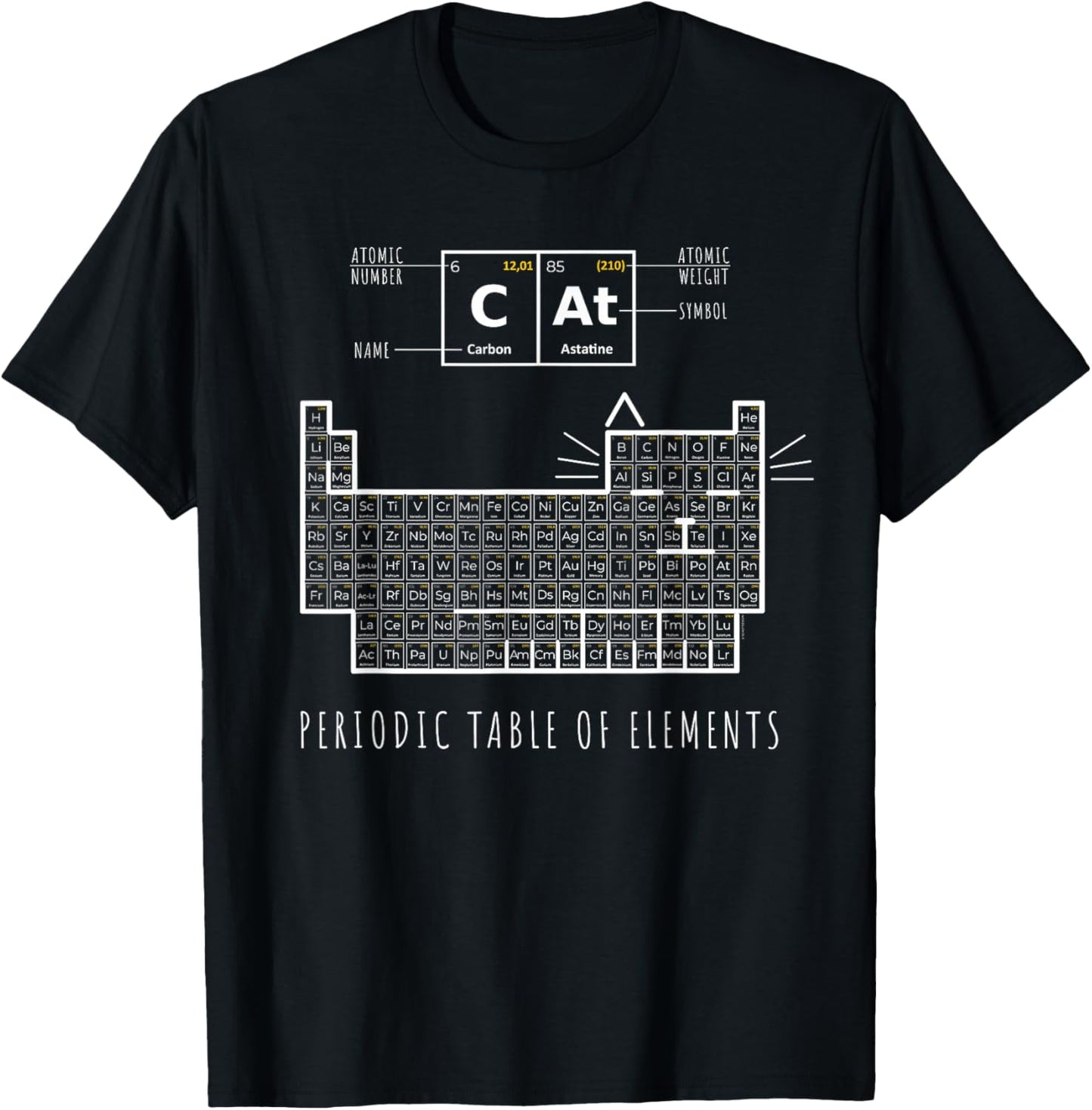 The Chemistry Cat, Periodic Table of Elements T-Shirt - T-Shirt | Black