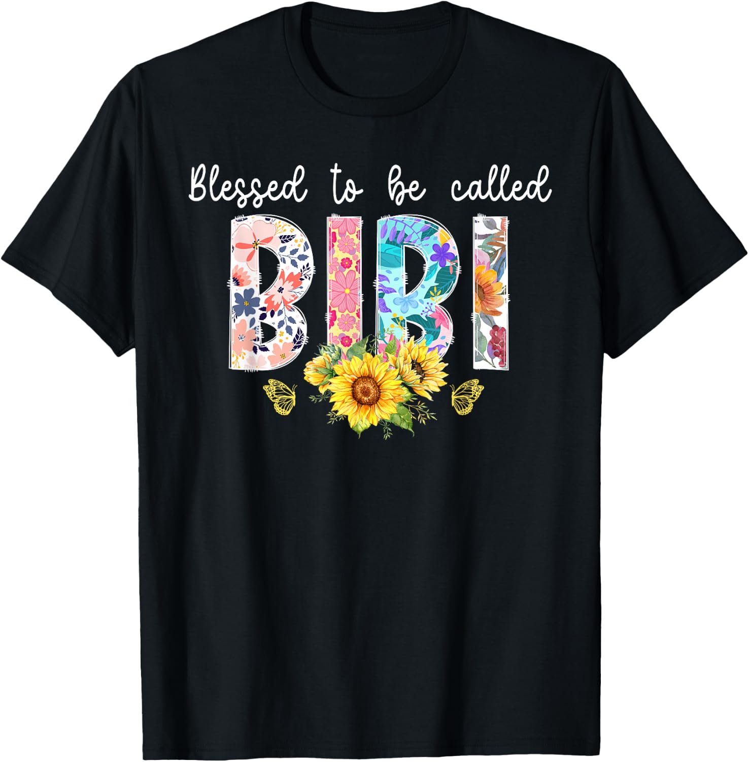 Blessed To Be Called Bibi Grandma Bibi Grandmother T-Shirt - T-Shirt | Black
