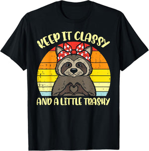 Raccoon Keep It Classy Little Trashy Mom Women Girls Kids T-Shirt - T-Shirt | Black