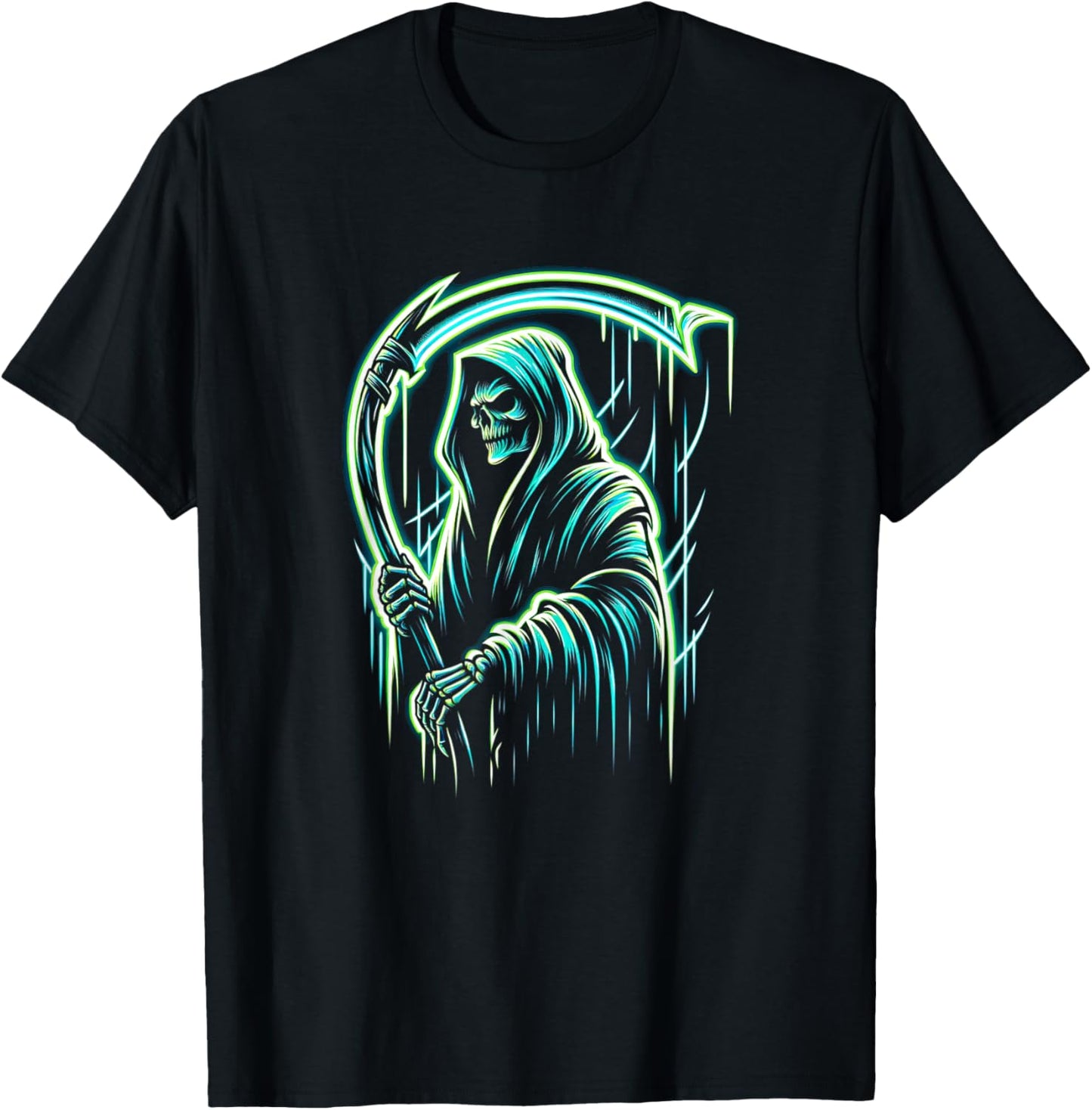 Grim Reaper Skeleton Skull Cool Halloween Heavy Metal Music T-Shirt - T-Shirt | Black