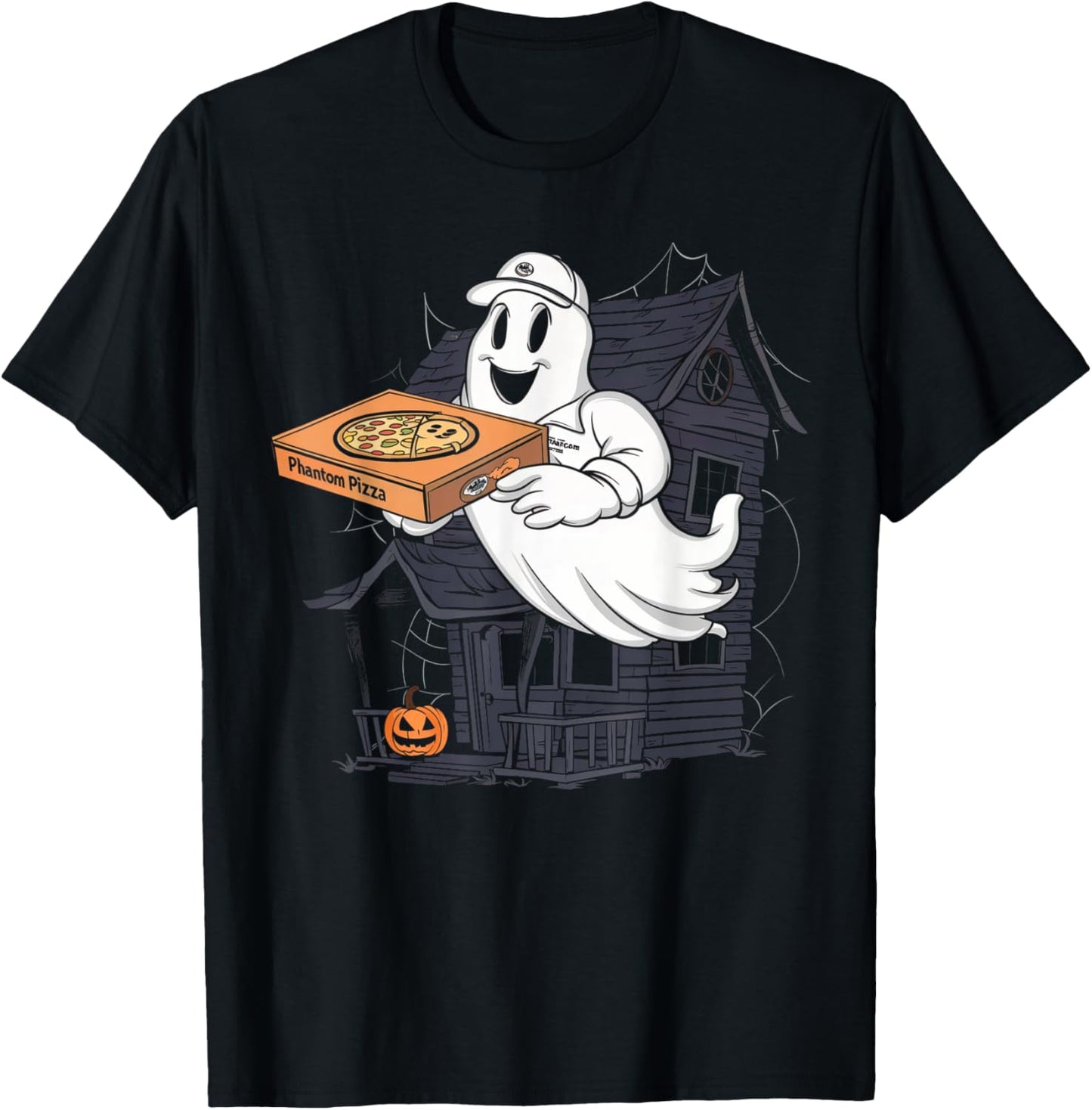 Pizza Ghost Delivery Halloween Shirt Spooky Pizza Supplier T-Shirt - T-Shirt | Black