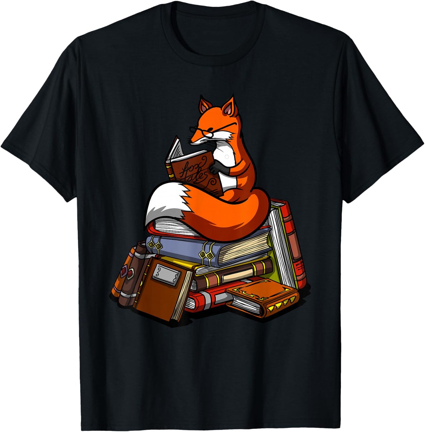Fox Book Reading Books Nerd Library Reader Geek Librarian T-Shirt - T-Shirt | Black