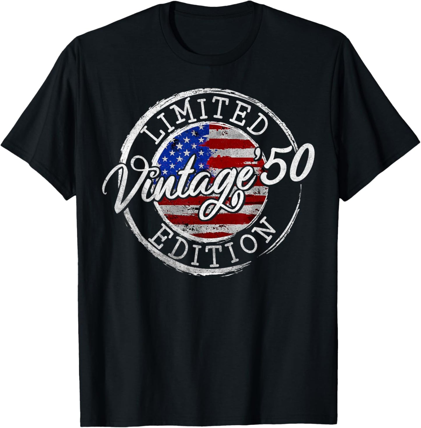 Vintage 1950 American USA Flag 74th Birthday 74 Year Old T-Shirt - T-Shirt | Black