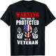Warning This Girl Is Protected By A Veteran Skull Flag Gun T-Shirt - T-Shirt | Black