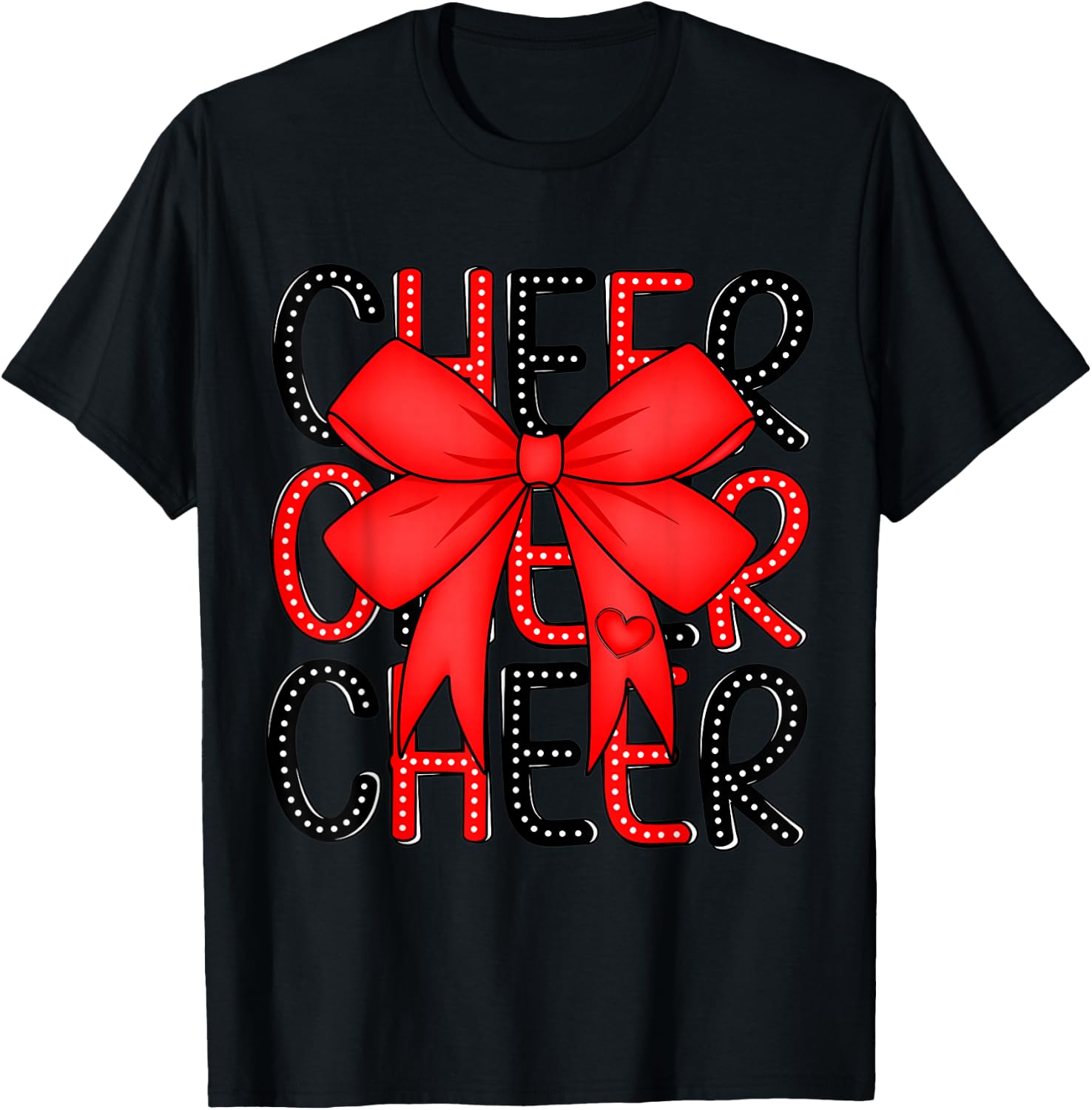 Coquette Cheer Shirt Black and Red Team Cheerleading T-Shirt - T-Shirt | Black