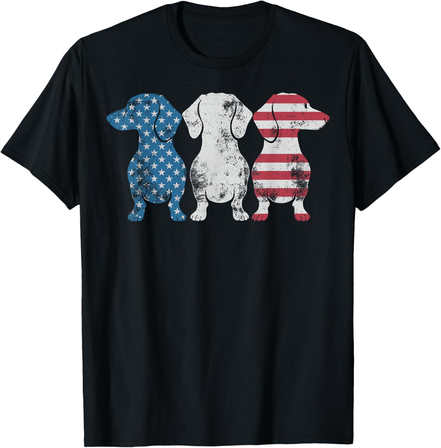 Patriotic Dachshund Dog USA Flag Sunglasses 4th of July T-Shirt - T-Shirt | Black