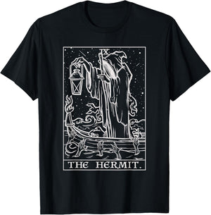 The Hermit Tarot Card Gothic Halloween Grim Reaper Occult T-Shirt - T-Shirt | Black