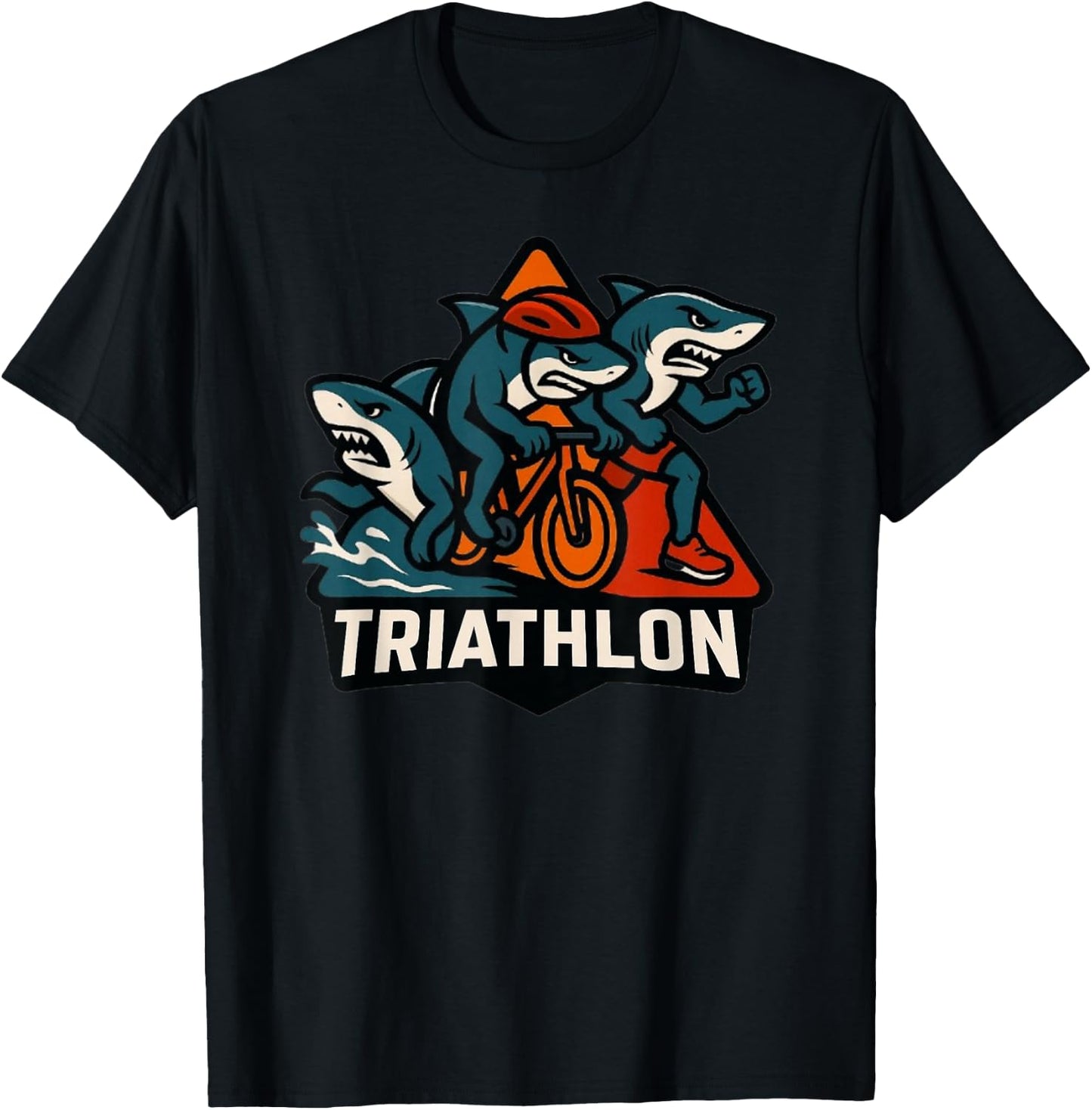 Triathlon Shark Triathlete Funny T-Shirt - T-Shirt | Black