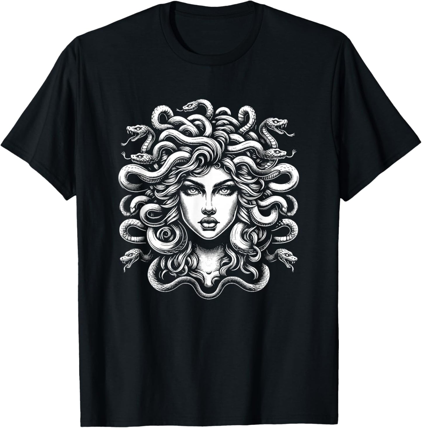 Mythos Gorgon Schlangenhaar Griechische Mythologie Medusa Kopf T-Shirt - T-Shirt | Black