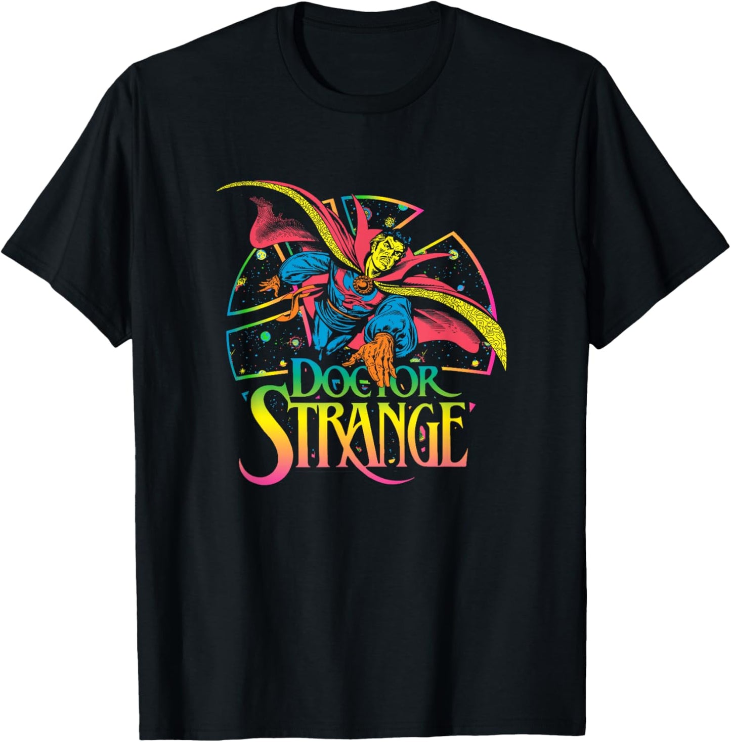 Marvel Comics Retro Classic Dr. Strange Colorful Retro Space T-Shirt - T-Shirt | Black